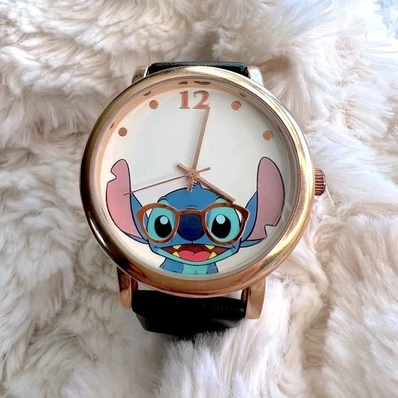 *RARE* Disney Lilo and Stitch Rose Gold wrist Watch glasses black Faux leather Lilo & Stitch Disney Watches & Timepieces (1968-Now) for  main image 2